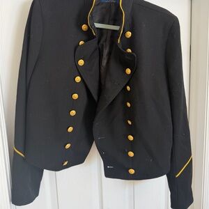 Polo Ralph Lauren Blue Label Military-Style Black Jacket with Gold Trim Size 12